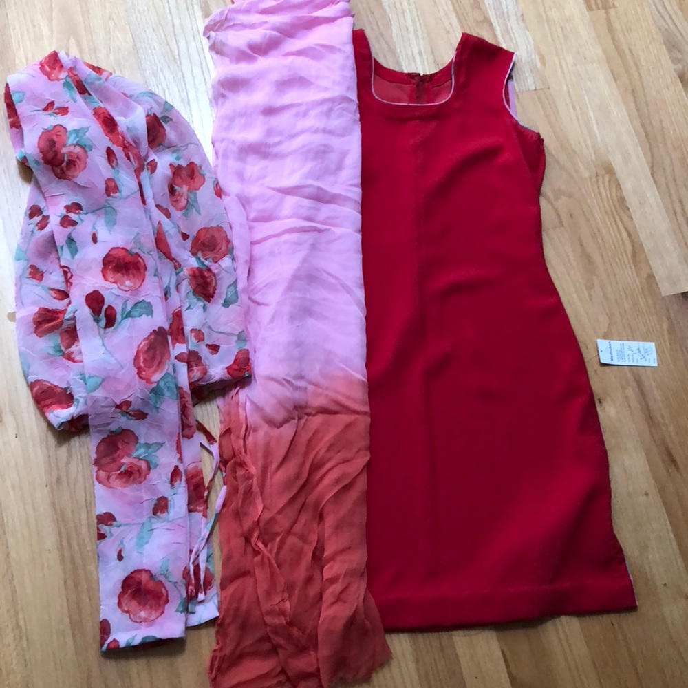 Red and pink Indian Churidar Suit